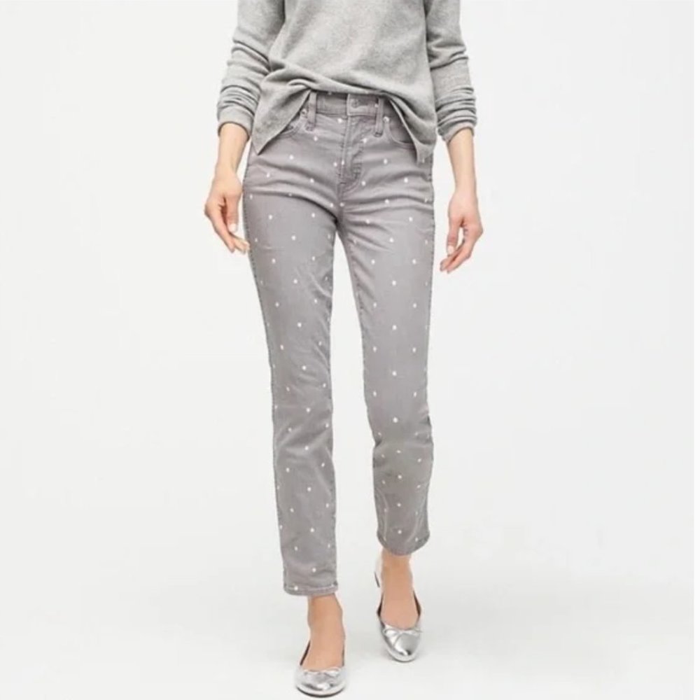 J.Crew Vintage straight jean in grey scattered dot-AB279-GREY WITH WHITE DOT-NWT